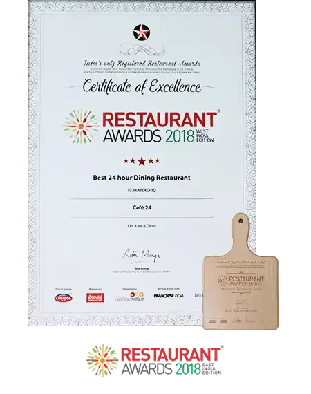 Restaurant Awards 2018 recognition for Café 24 at Della Resorts by Della Townships