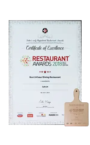Restaurant Awards 2018 recognition for Café 24 at Della Resorts by Della Townships