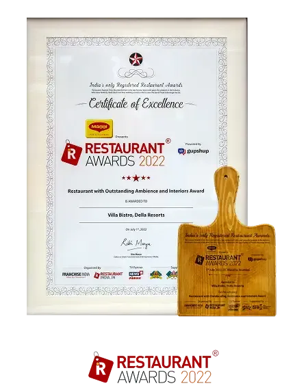 Certificate of Excellence Restaurant Award 2022 associated with Della Townships