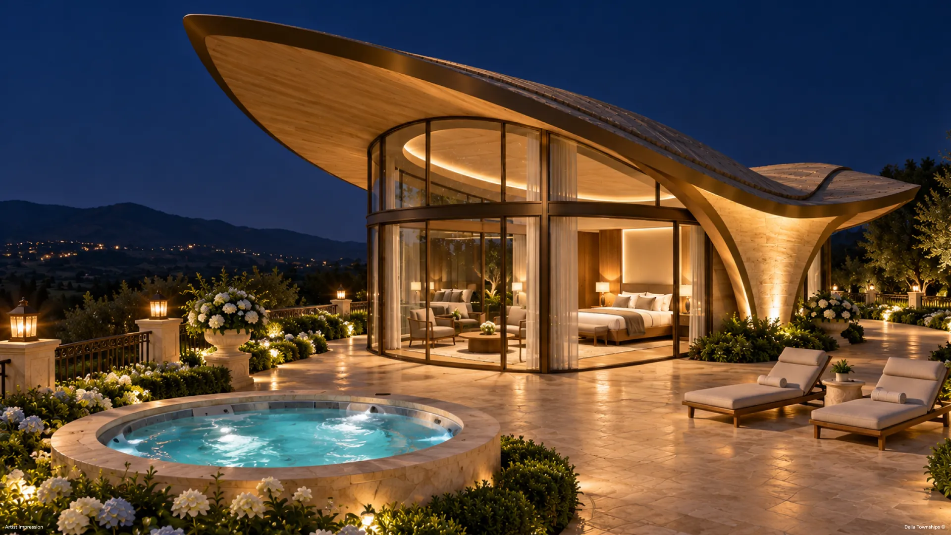 Glamping villa living interior in Dapoli by Della Townships
