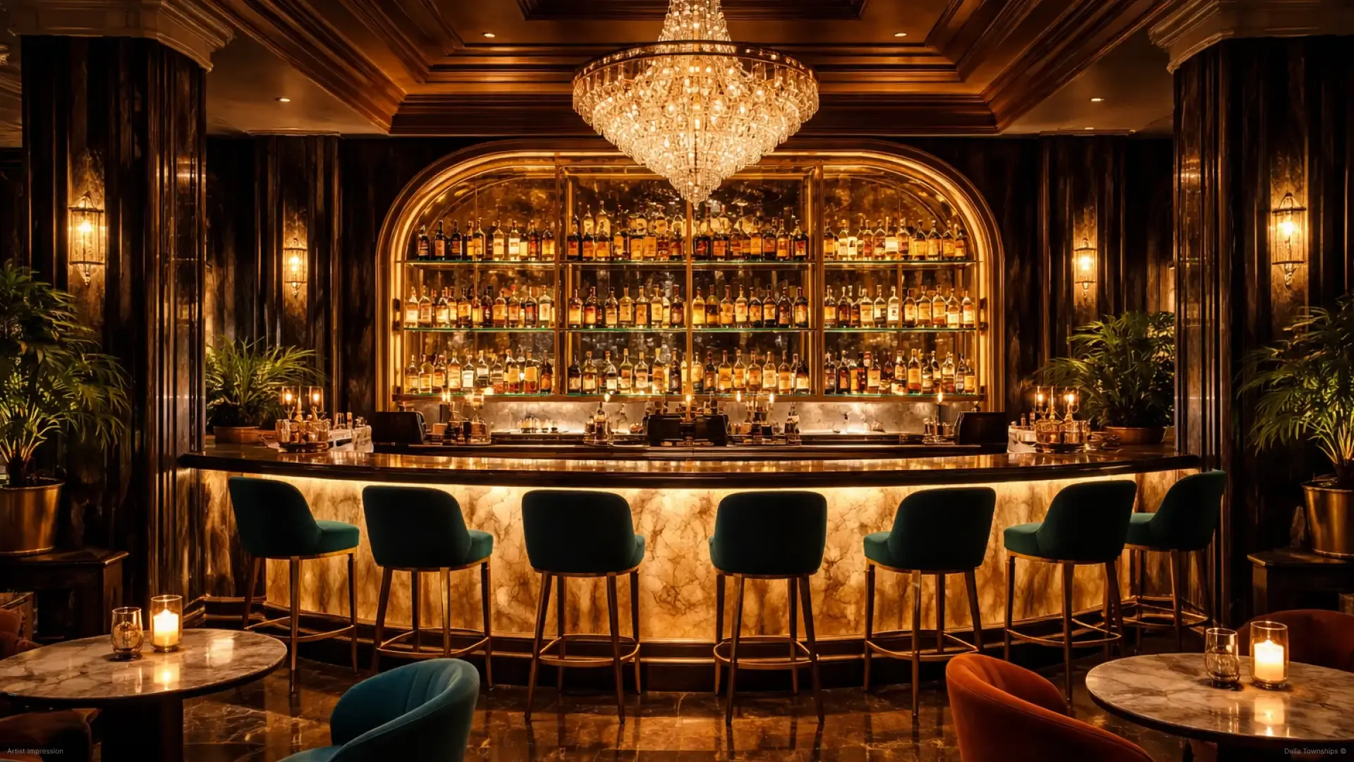 Signature bars rooftop venues and nightlife destinations within the Della Townships design district
