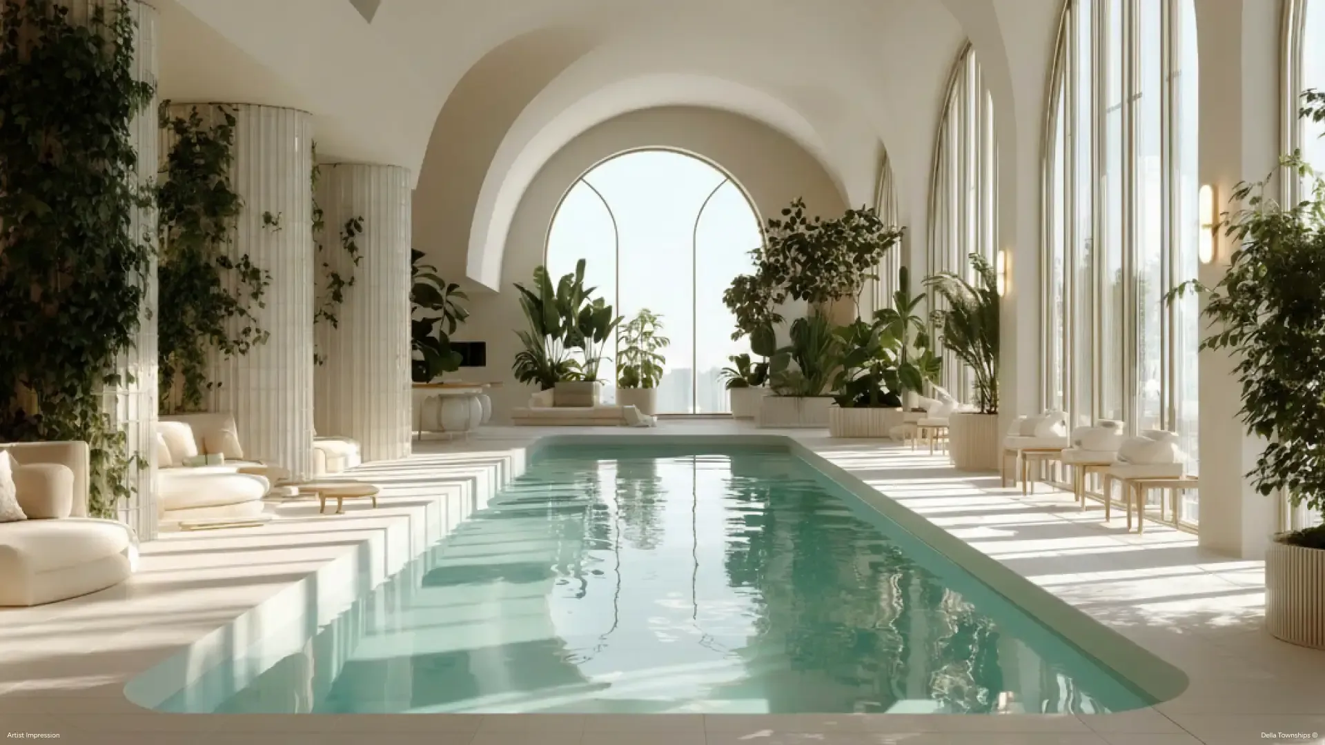 Heated indoor therapeutic pool at Della MayrLife Wellness center
