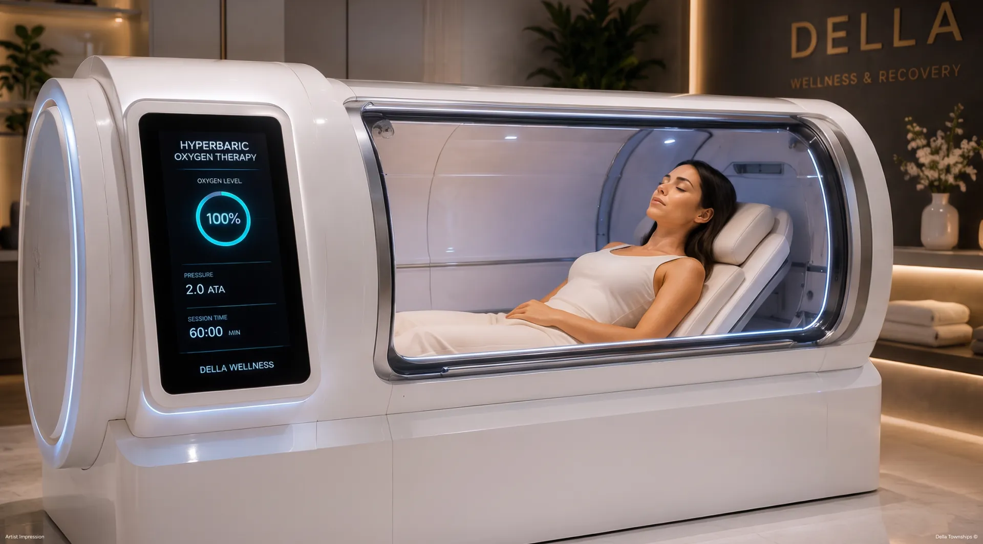 Mayr Life hyperbaric oxygen therapy chamber at Della Townships supporting recovery and holistic wellness