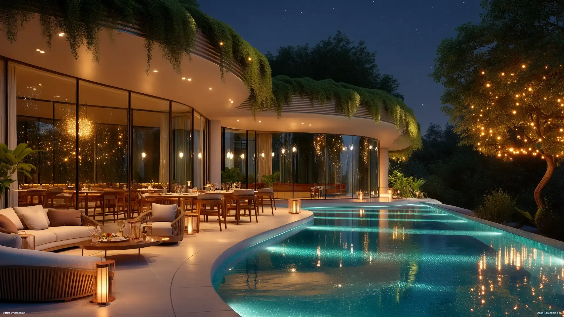 MayrLife cuisine rooftop restaurant and infinity pool at Della Medical Wellness Township