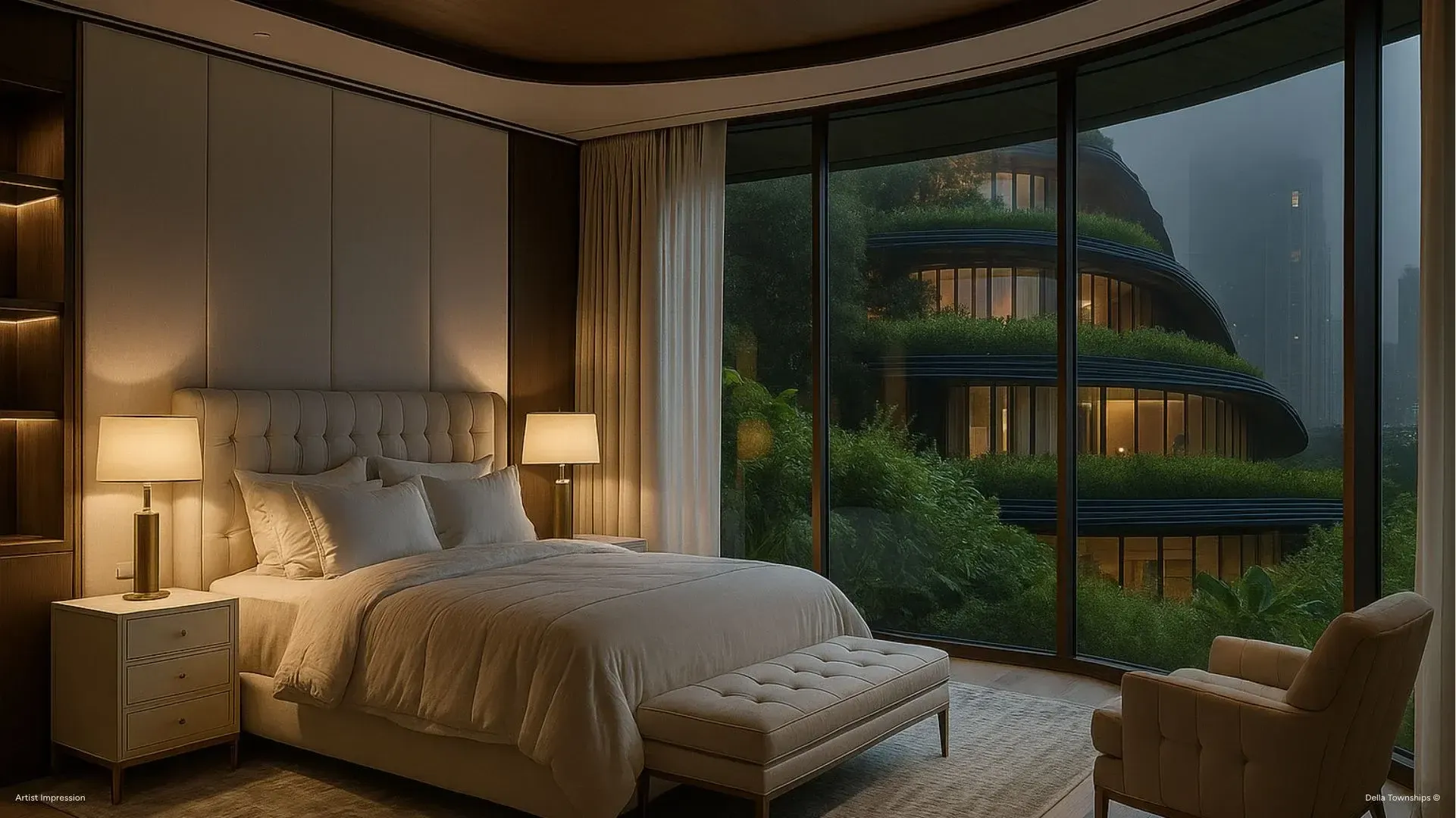 Master suite at Della Townships Nagpur Bor Reserve branded residences