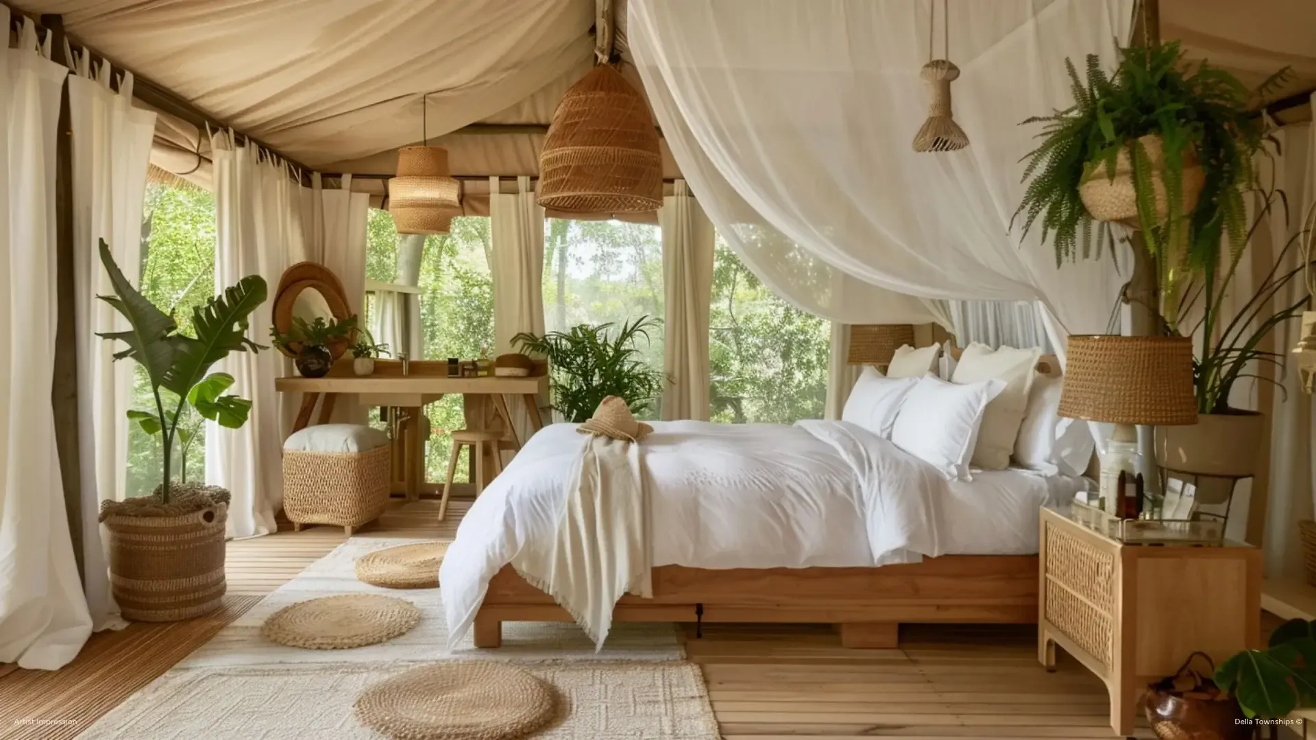 Bedroom suite inside 5 star glamping resort at Della Townships Nagpur Della Bor Wildlife Reserve & Racecourse