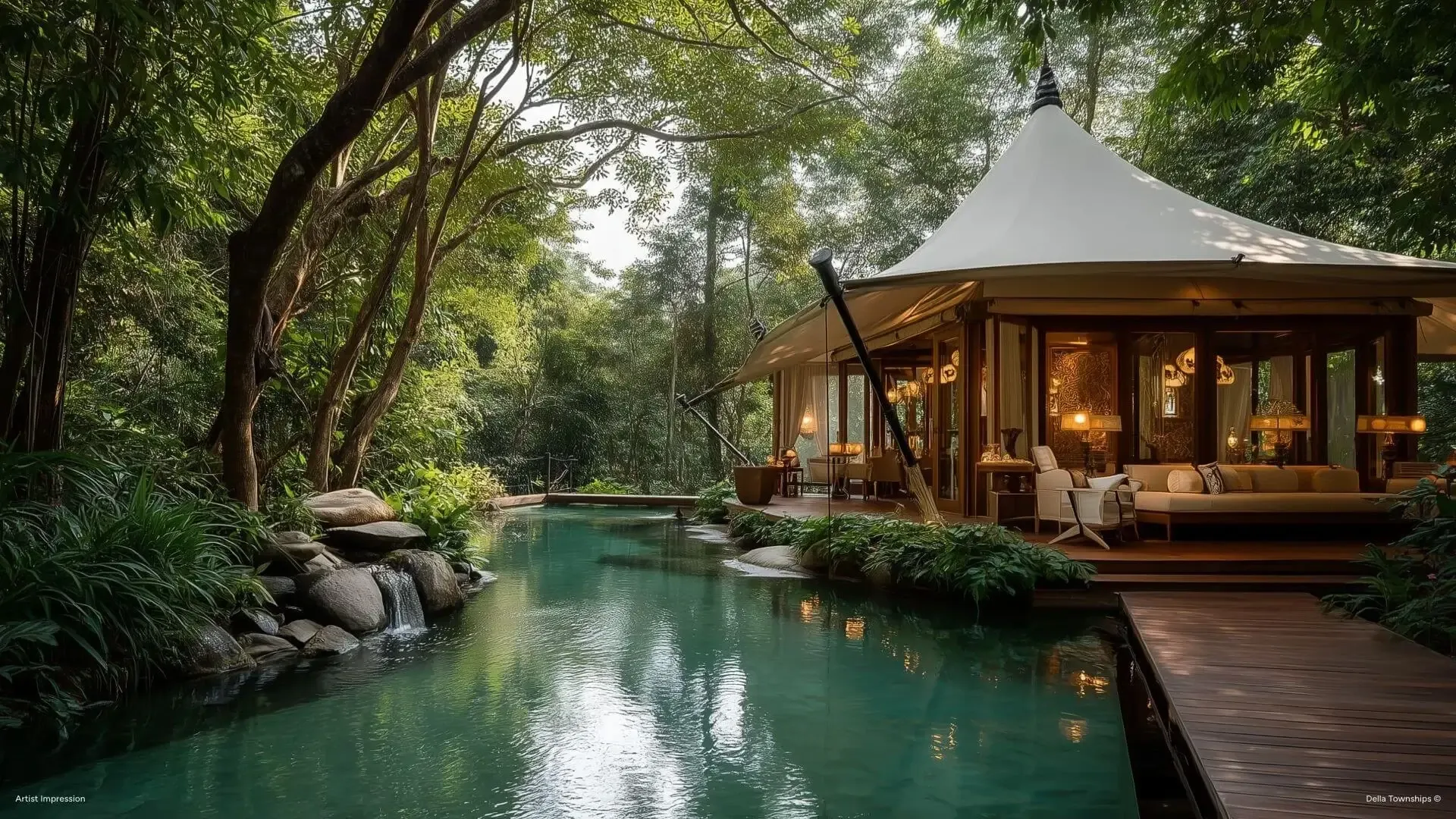 Luxury glamping tent with private pool at Della Townships Nagpur Della Bor Wildlife Reserve & Racecourse 5 star resort