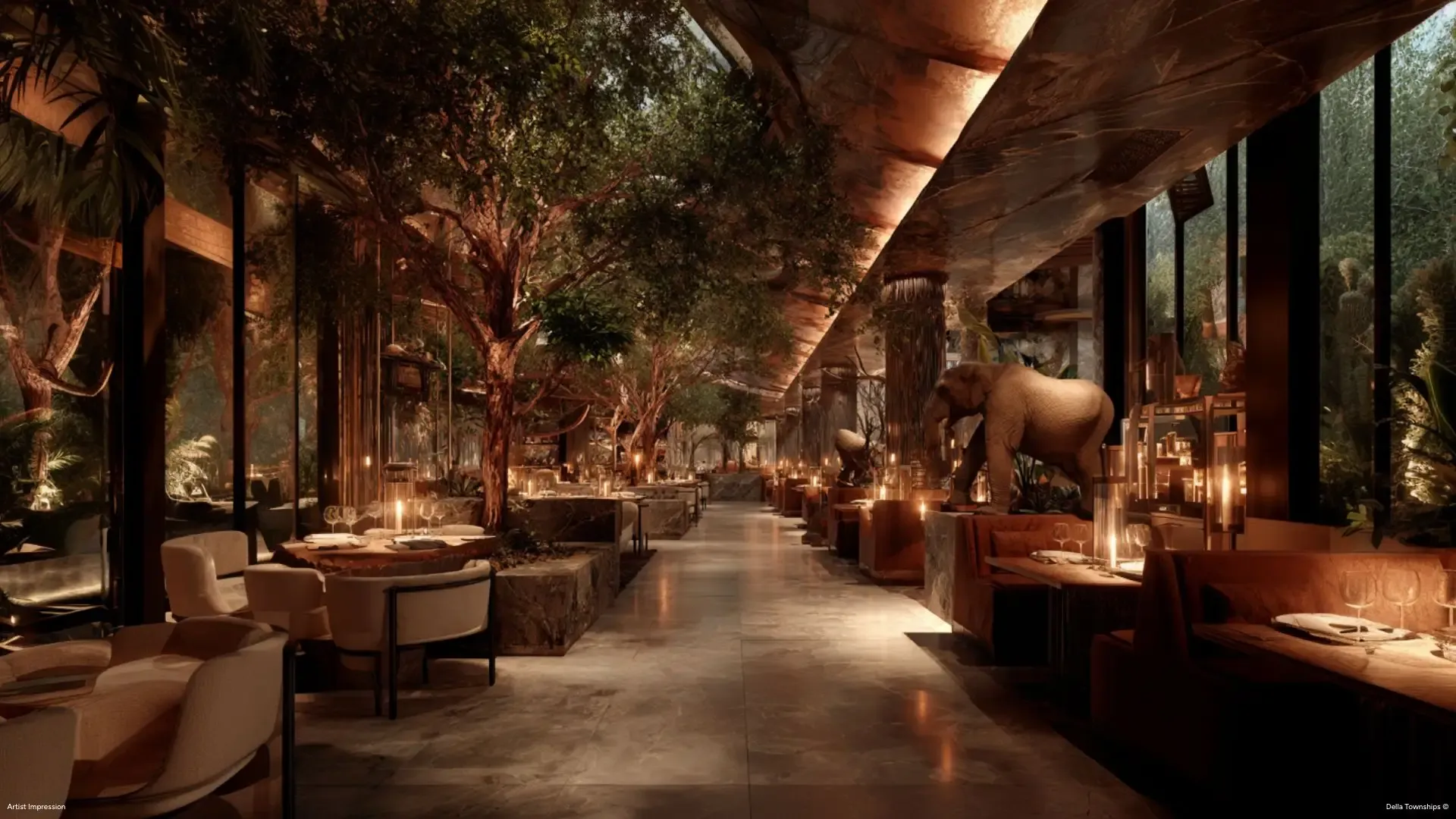 Luxury dining interior at Della Townships Nagpur Della Bor Wildlife Reserve & Racecourse Signature Restaurants and Lounges