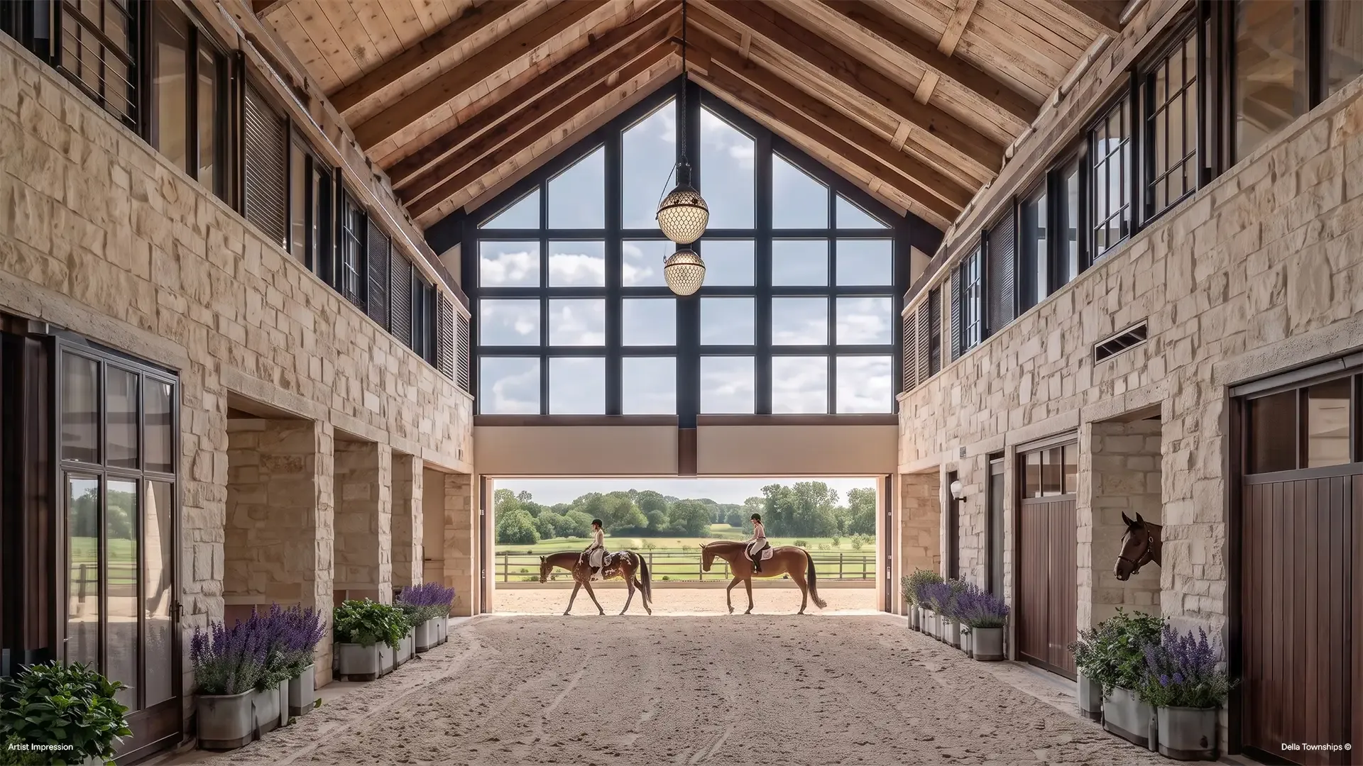 Luxury equestrian stable and horse riding arena at Della Townships Pune.