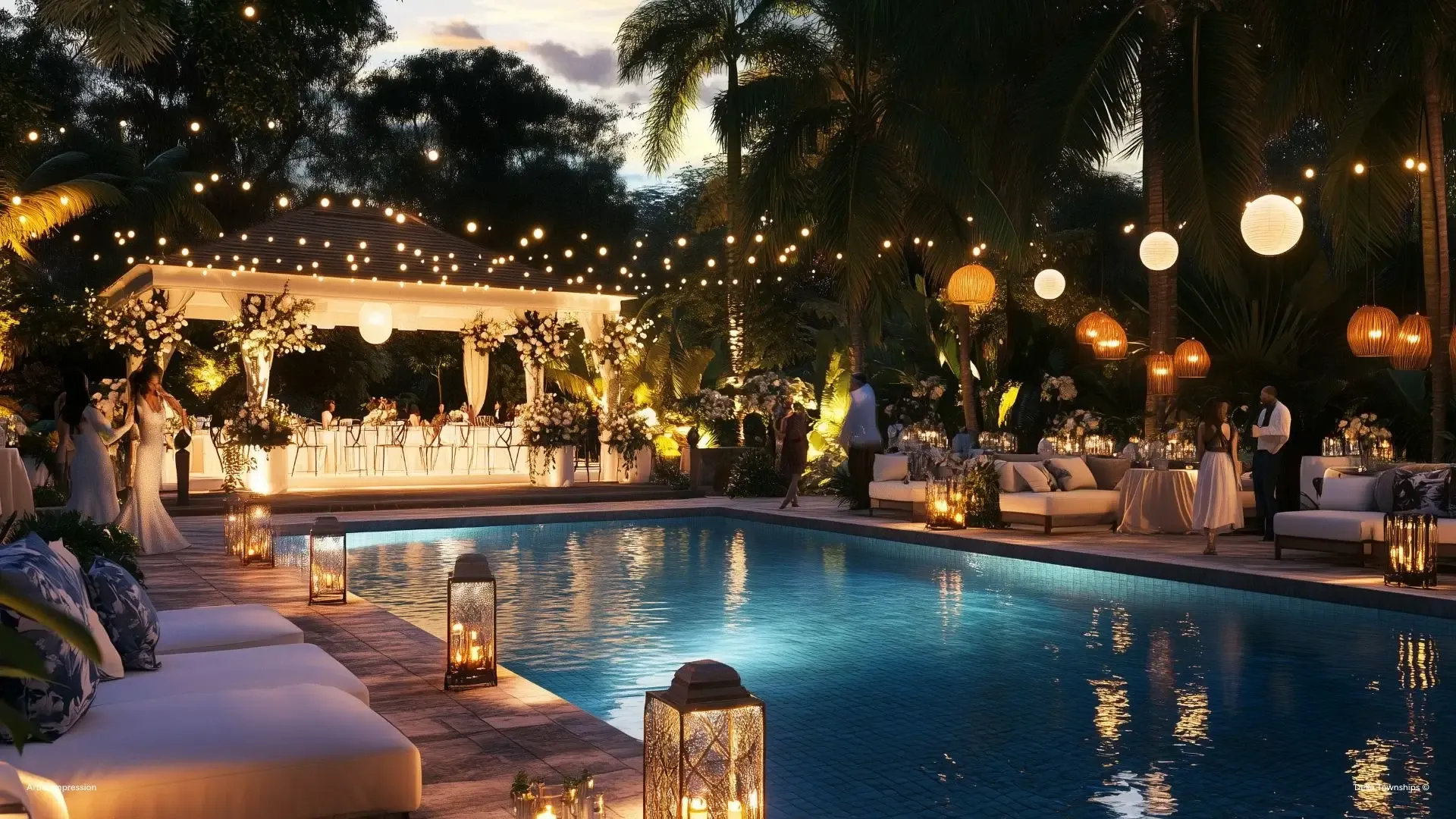 Evening wedding reception at Della Townships Racecourse Pune destination venue