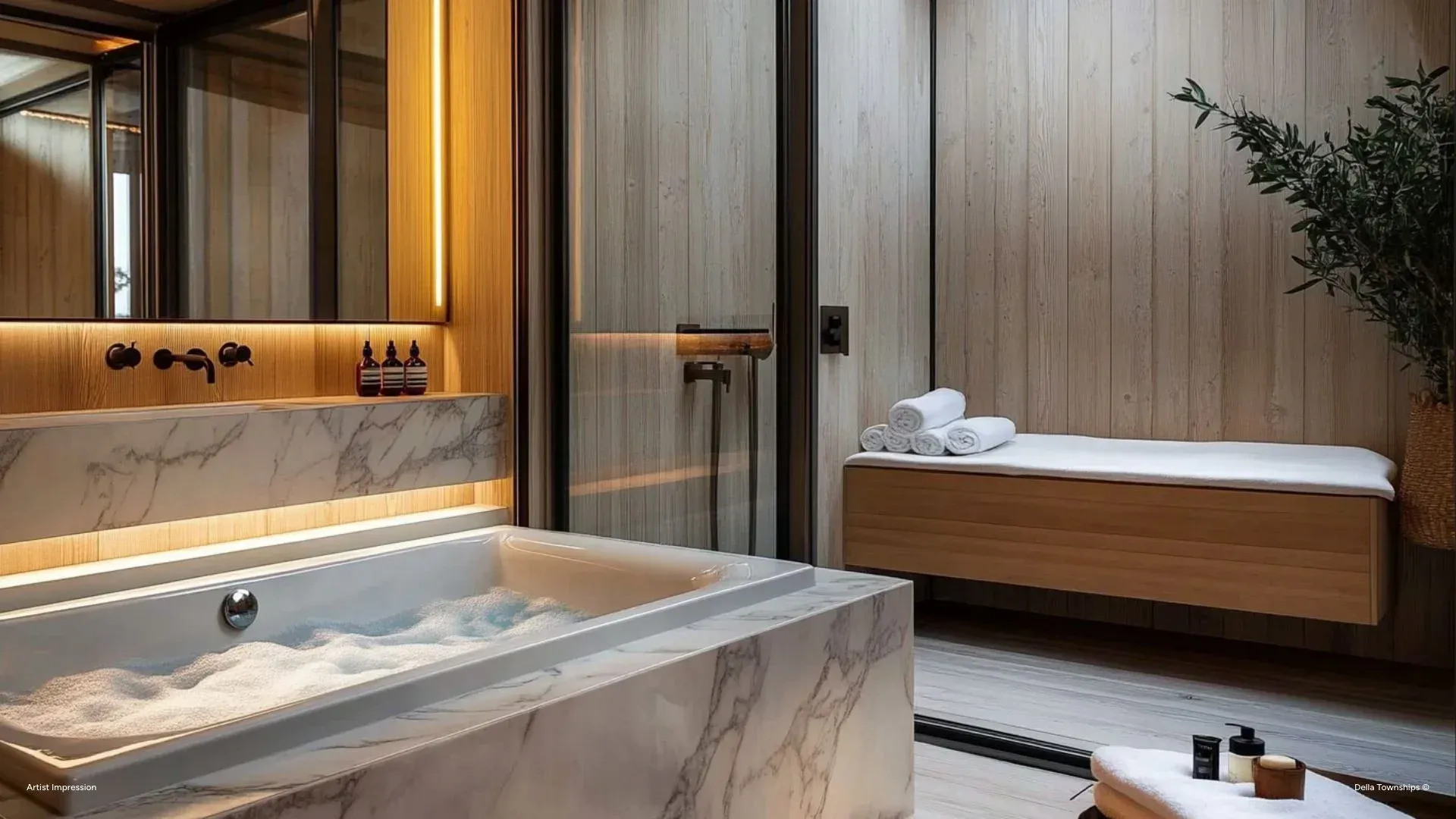 Bathroom view inside luxury glamping tent at Della Townships Racecourse Pune
