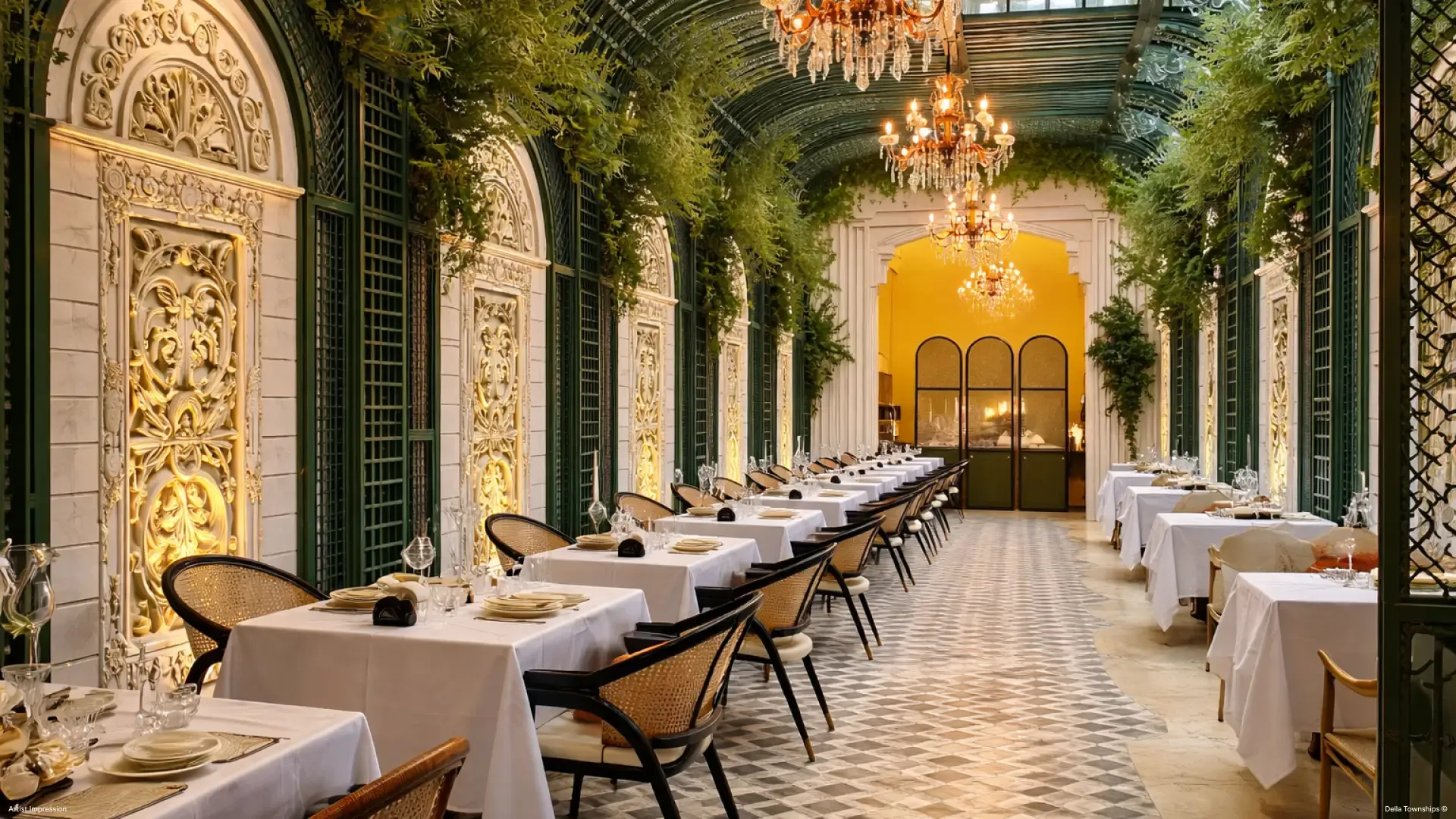 Al fresco dining terrace at Raipur by Della Townships