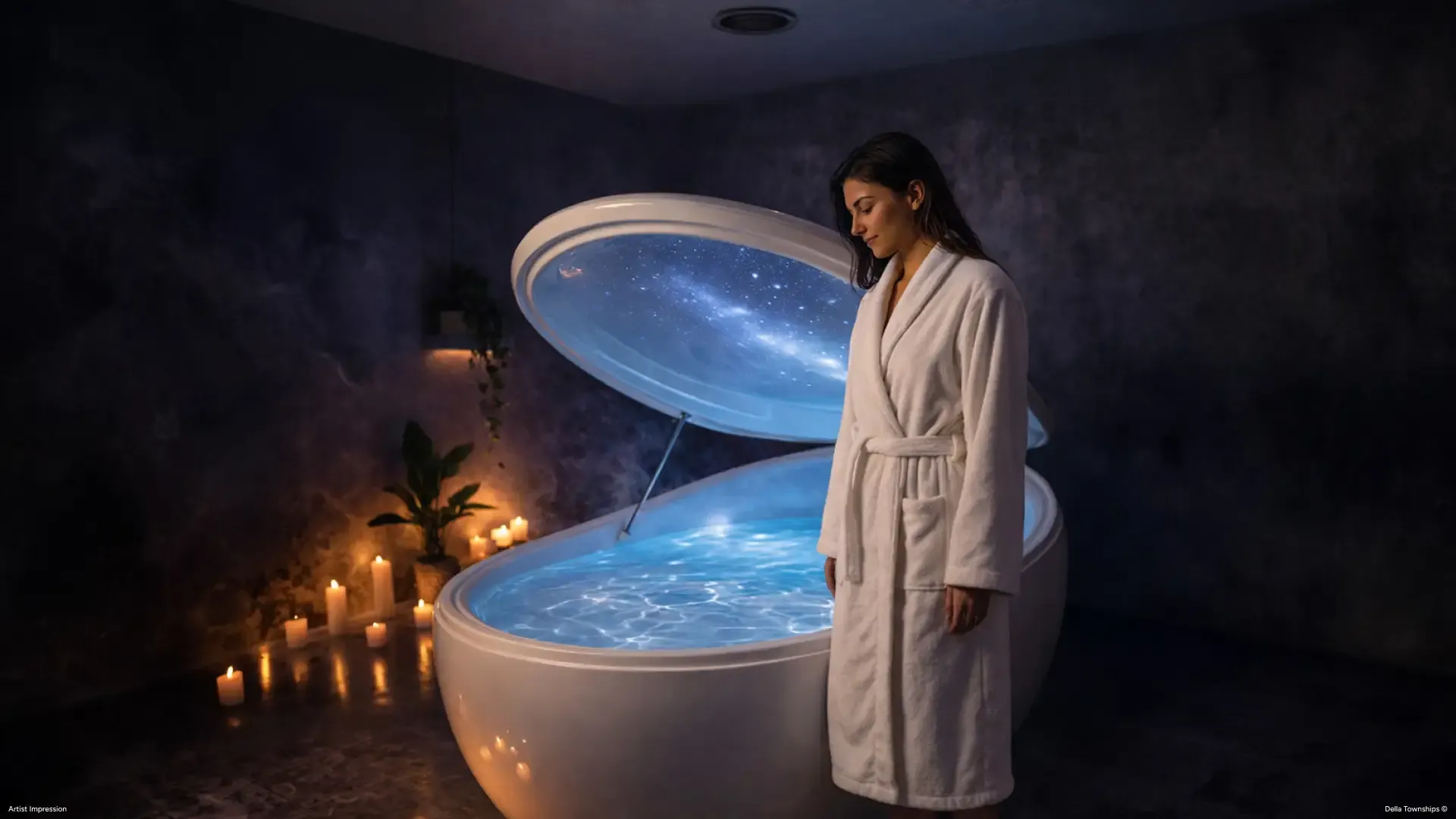 Chromotherapy wellness room at Raipur by Della Townships