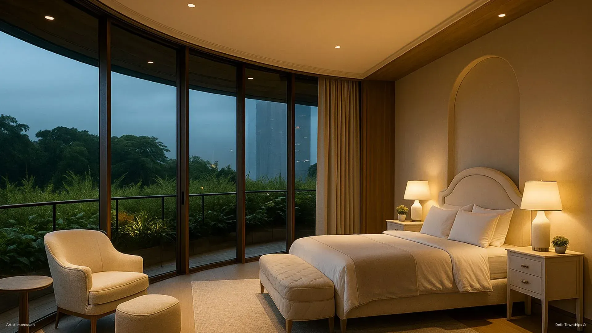Living room interior of branded residences at Della Ranthambore Reserve by Della Townships