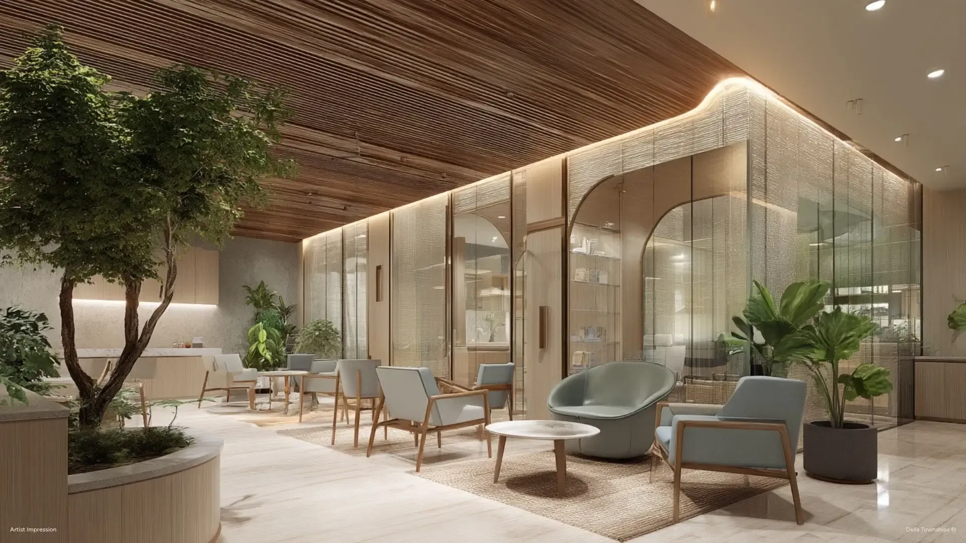 Interior view of luxury medical wellness retreat in Rajasthan by Della Townships