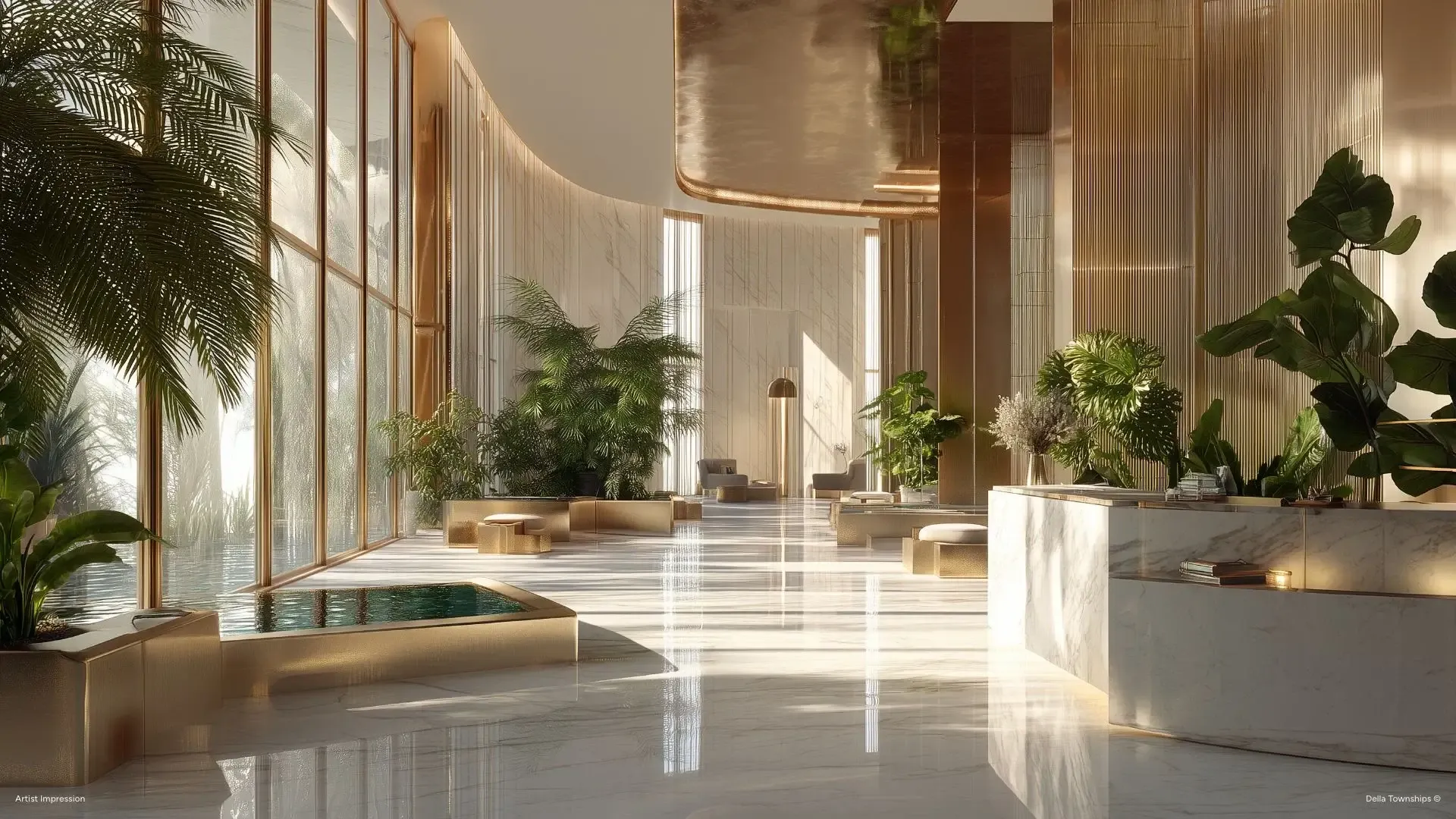 Lobby of Della Mayrlife Medical Wellness center in Ranthambore by Della Townships