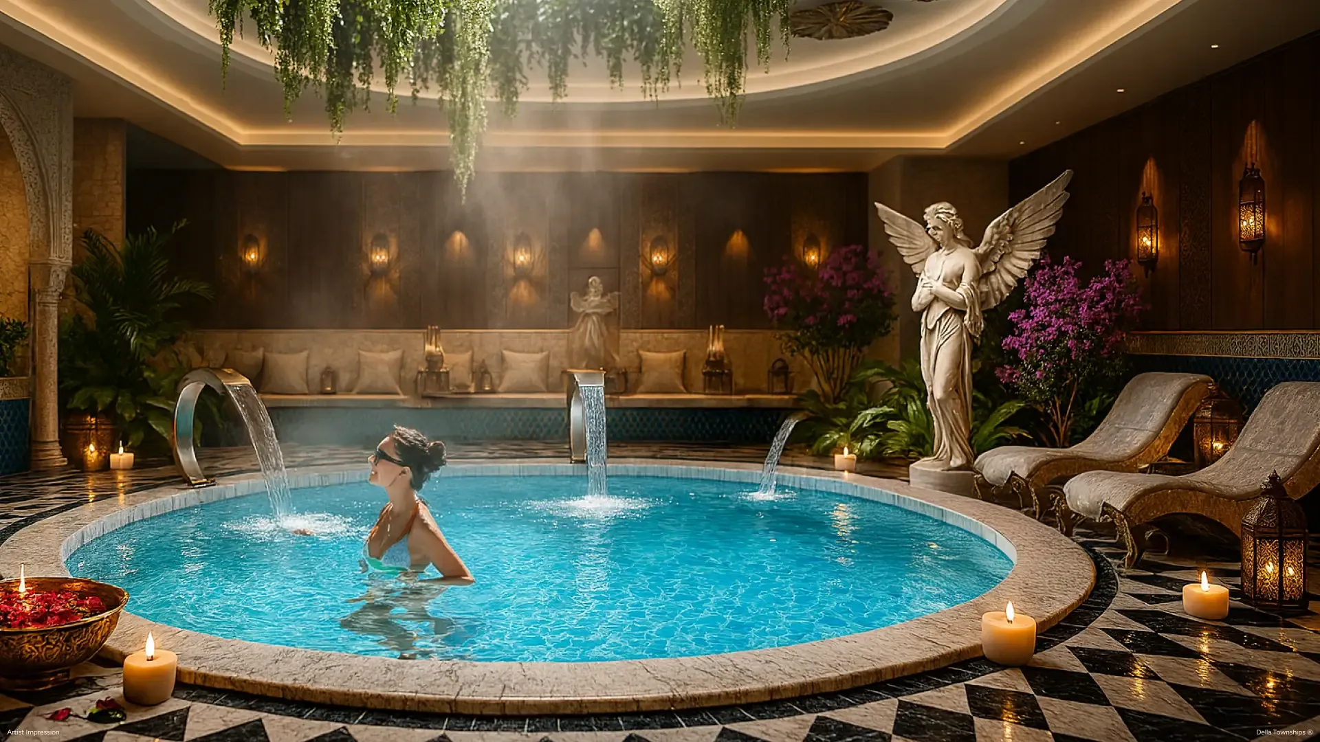 Saline hydrotherapy pool at Della MayrLife Longevity center