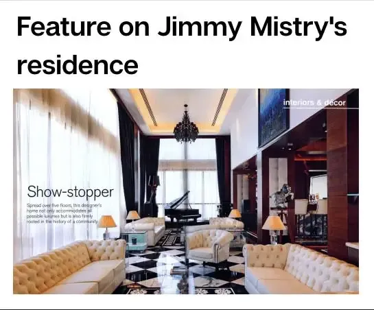 Jimmy Mistry press feature in Home - Trends, November 2011