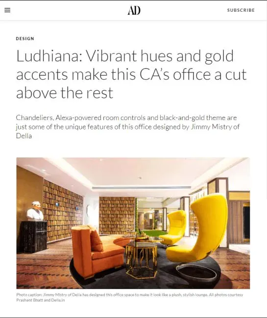 Jimmy Mistry press feature in ARCHITECTURAL DIGEST, July 2019