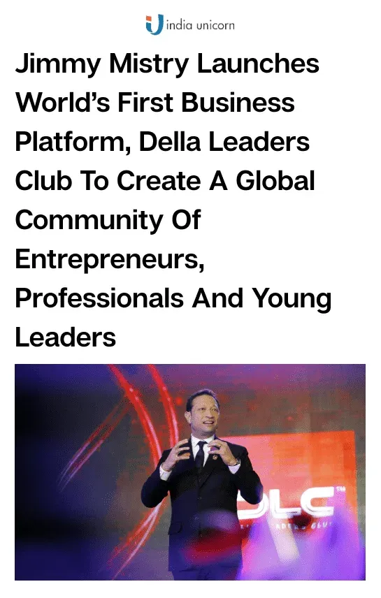 Jimmy Mistry press feature in INDIA UNICORN, June 2021