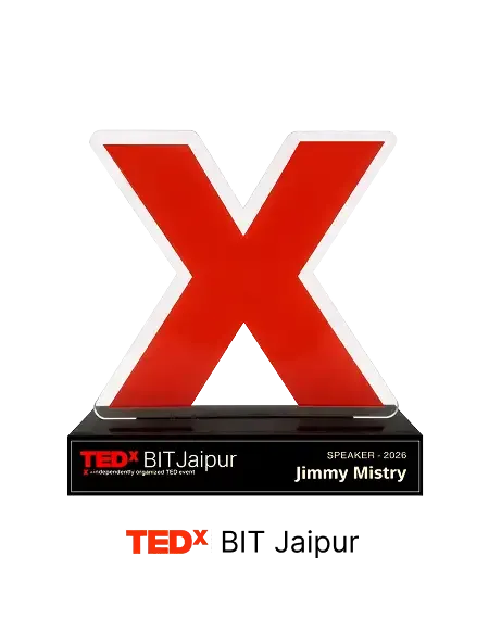 Jimmy Mistry honoured at TEDx BIT Jaipur 2026 for his TEDx talk Redefining the Way India Lives, Works and Dreams