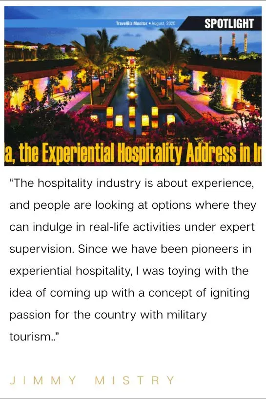 Jimmy Mistry press feature in TRAVEL BIZ MONITOR, August 2020