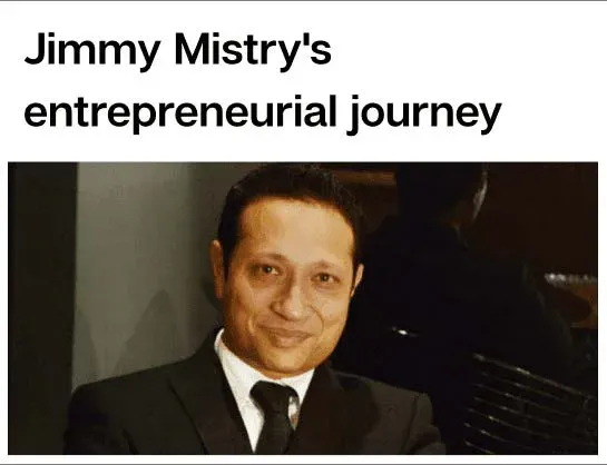 Yourstory article on Jimmy Mistry's entrepreneurial journey