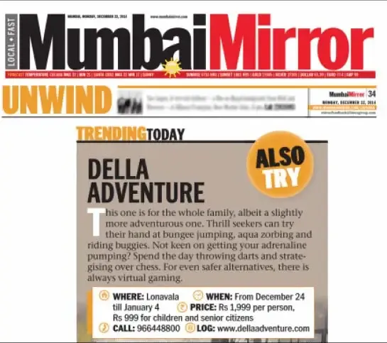 Jimmy Mistry press feature in Mumbai Mirror, December 2014