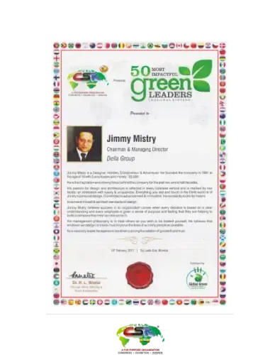 Global Green Leadership Recognition 2017 associated with Della Townships