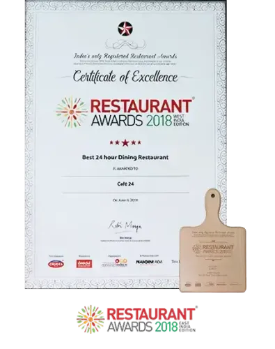 Restaurant Awards 2018 recognition for Café 24 at Della Resorts by Della Townships