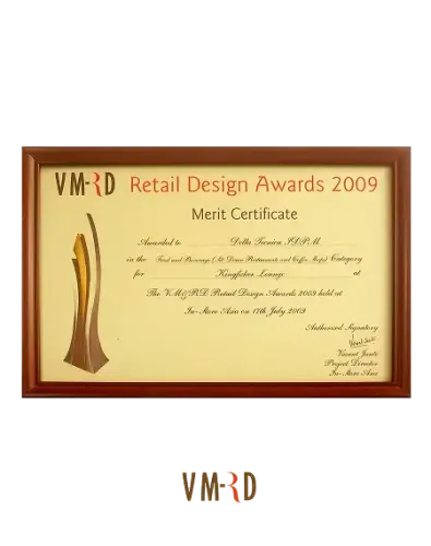VMRD Retail Design Award 2009 for Kingfisher Lounge F&B project associated with Della Townships