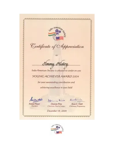 Young Achiever Award 2004 Business Leader recognition associated with Della Townships