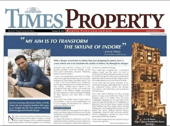 Jimmy Mistry press feature in Times Property, October 2012